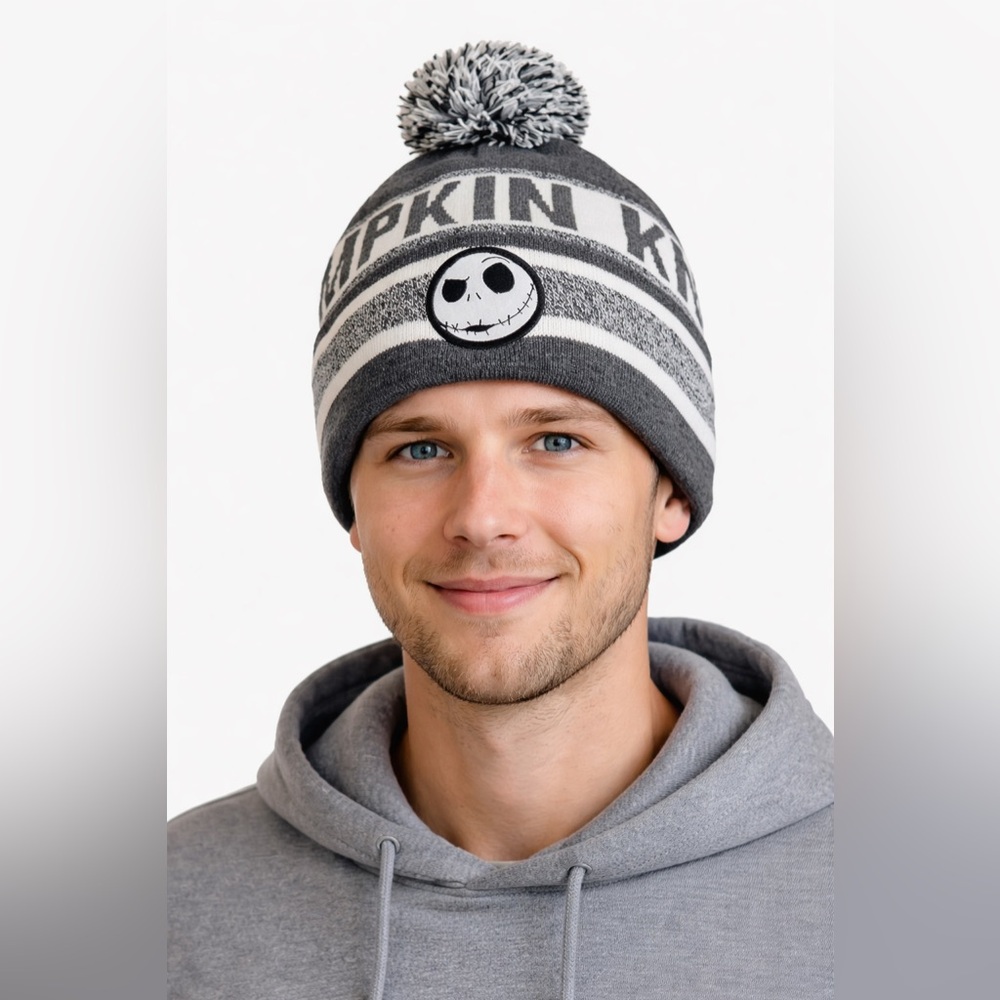 Disney Nightmare Before Christmas Jack Skellington Beanie Hat Pom NWT